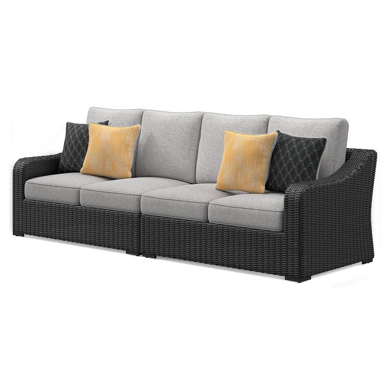 Beachcroft - Black / Light Gray - 2-Piece Outdoor Loveseat with Cushion - JaxCo Furniture