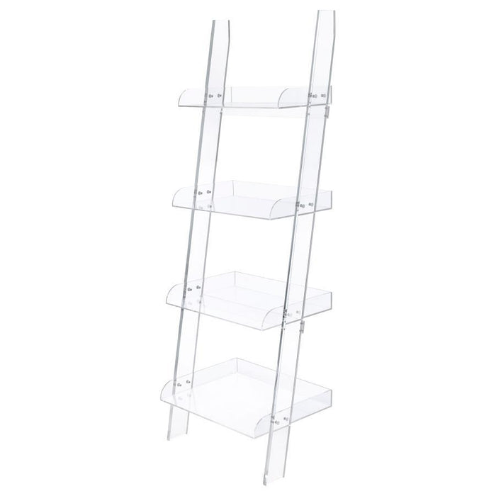 Amaturo - 4-Shelf Acrylic Ladder Bookshelf - Clear - JaxCo Furniture