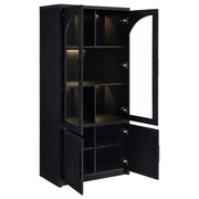 Riva - 4-Door Tall Accent Display Cabinet LED Lighting - Black - JaxCo Furniture