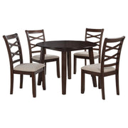 Barton - 5 Piece Round Wood Dining Table Set - Dark Brown - JaxCo Furniture
