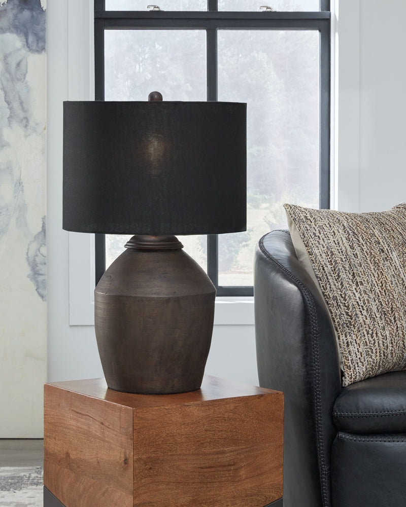 Naareman - Metallic Black - Terracotta Table Lamp - JaxCo Furniture