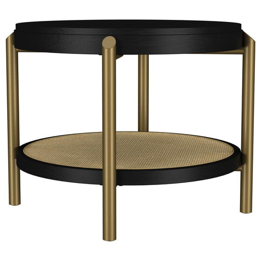 Arini - Round End Side Table With Storage Shelf - JaxCo Furniture