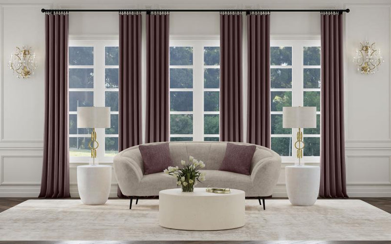 Ellorie - Upholstered Channel Back Curved Loveseat - Beige - JaxCo Furniture