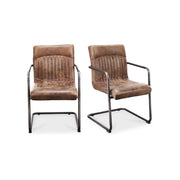 Ansel - Leather Arm Chair (Set of 2) - Grazed Brown - JaxCo Furniture