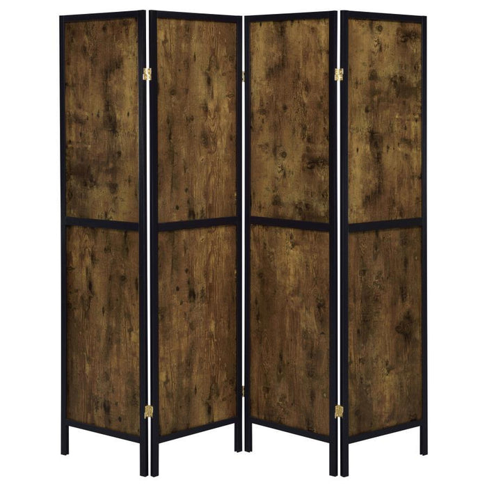 Deepika - 4-Panel Room Divider Folding Screen - Rustic Nutmeg - JaxCo Furniture