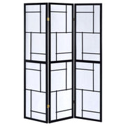Damis - 3-Panel Room Divider Folding Shoji Screen - Black - JaxCo Furniture