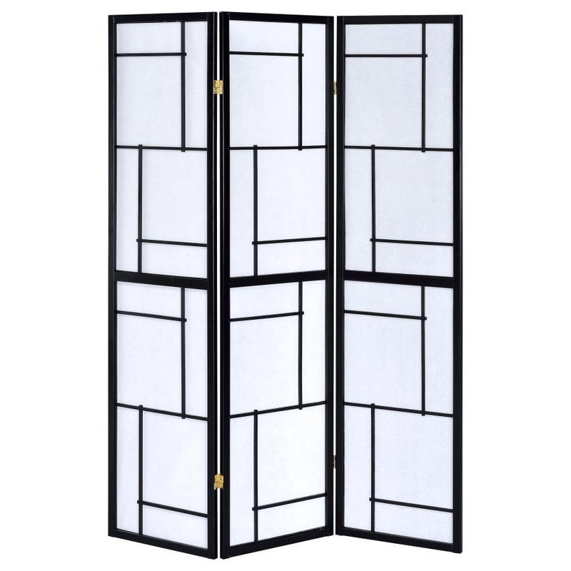 Damis - 3-Panel Room Divider Folding Shoji Screen - Black - JaxCo Furniture