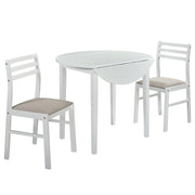 Bucknell - 3 Piece Round Drop Leaf Dining Table Set - White - JaxCo Furniture
