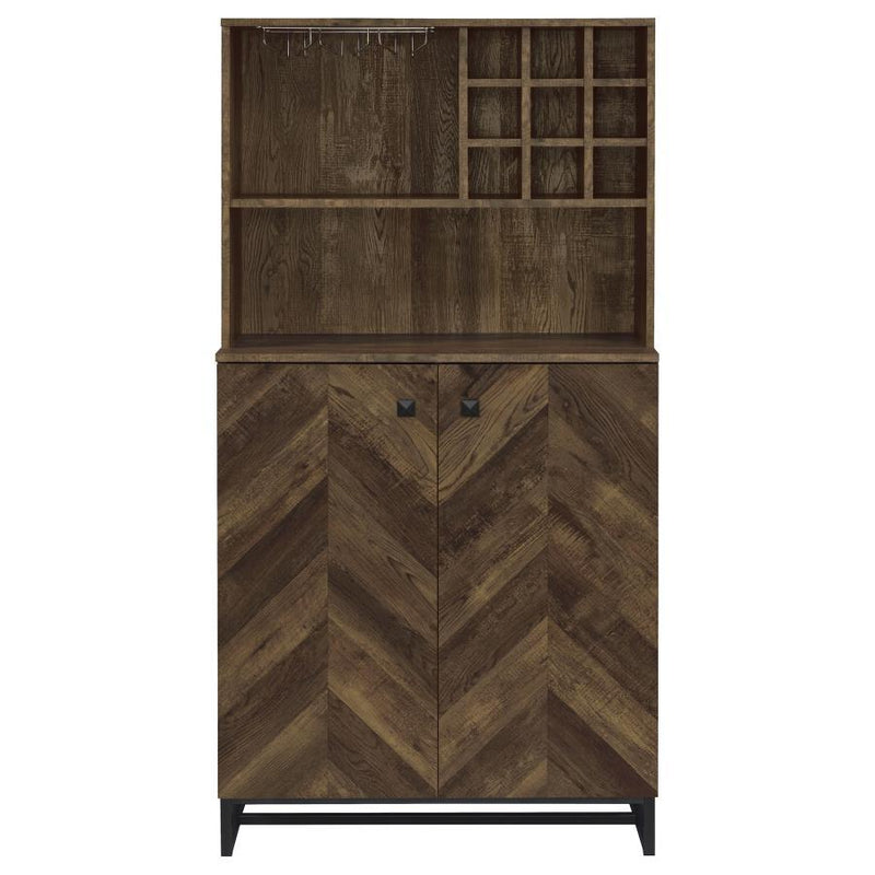 Mendoza - 2 Door Home Bar Cabinet Wine Storage - Rustic Oak - JaxCo Furniture