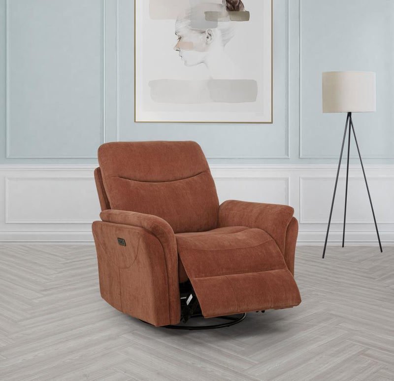 Adler - Upholstered Power Swivel Glider Recliner - JaxCo Furniture