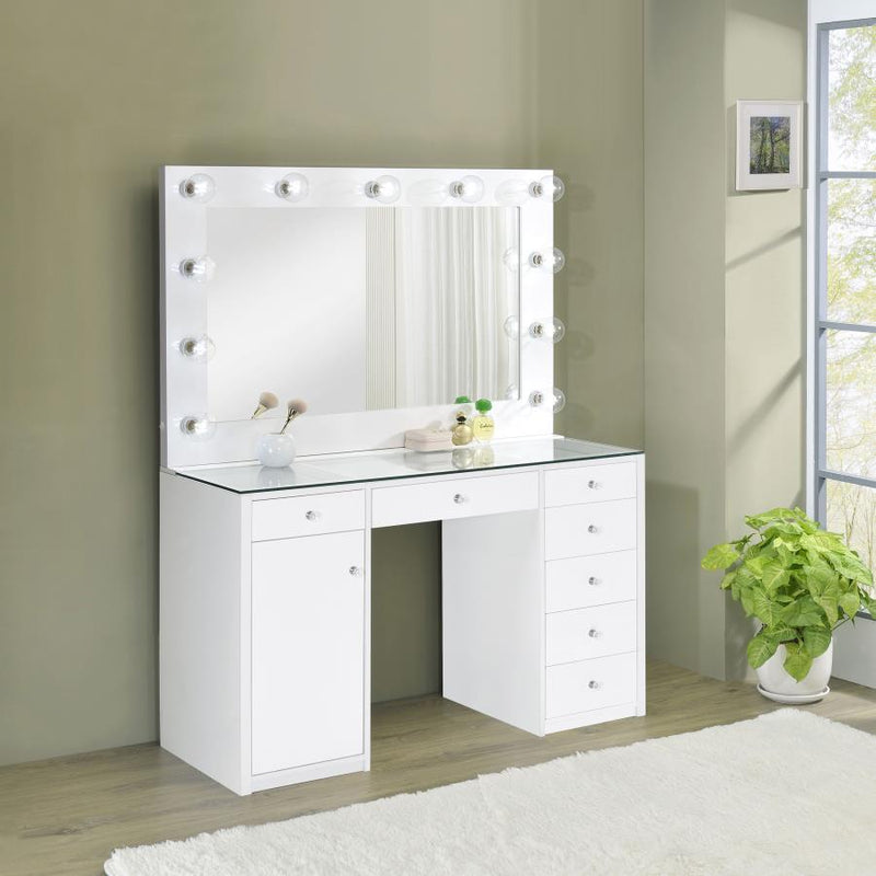 Acena - 7-Drawer Vanity Set With Lighting - JaxCo Furniture