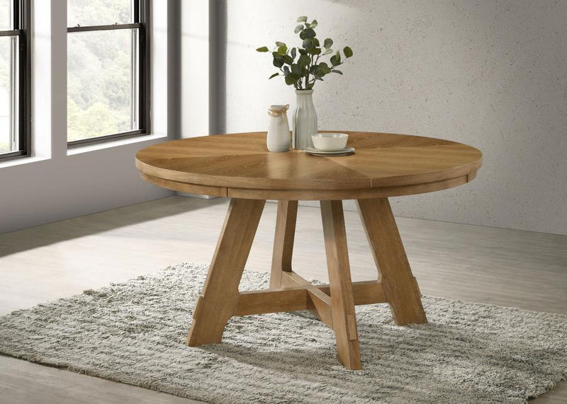 Danvers - Round Wood Dining Table - Brown Oak - JaxCo Furniture