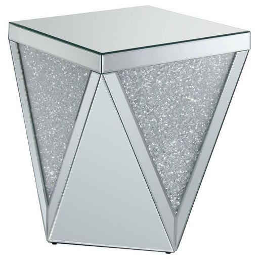 Amore - Square Mirrored Acrylic Crystal Side End Table - Silver - JaxCo Furniture