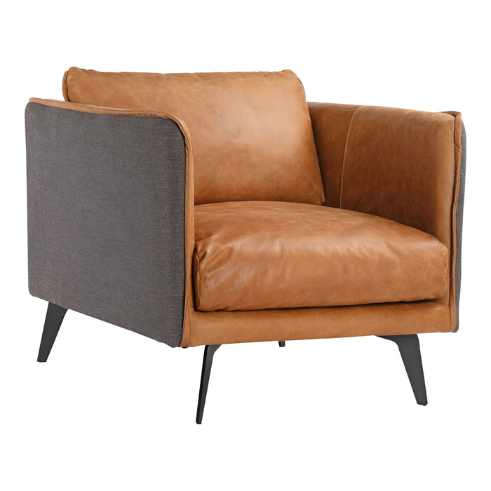 Messina - Leather Arm Chair - Cognac - JaxCo Furniture