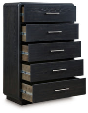 Rowanbeck - Black - Five Drawer Chest - JaxCo Furniture