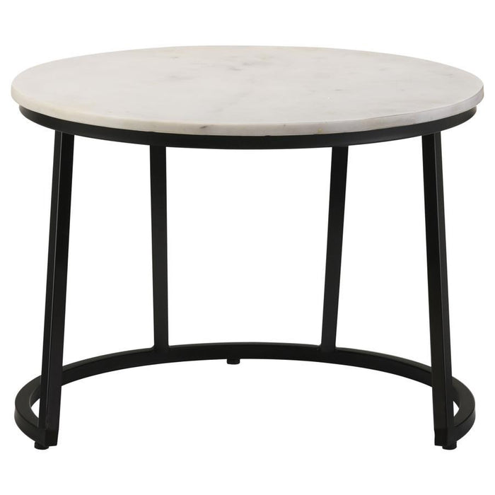 Miguel - Round Marble Top Coffee Table - White And Black - JaxCo Furniture