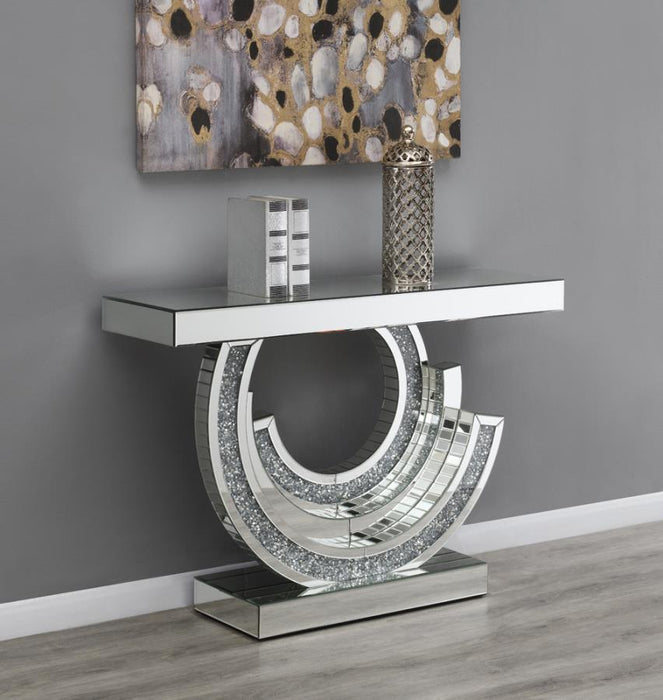 Imogen - Sculptural Mirrored Entryway Console Table - Silver - JaxCo Furniture