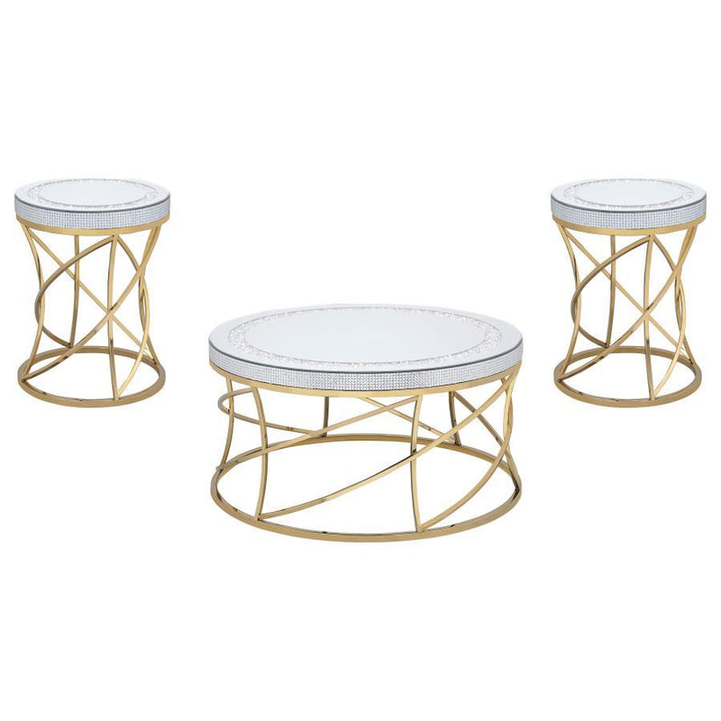 Elise - Round Mirror Top Coffee Table Set - JaxCo Furniture
