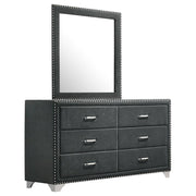 Melody - 6-Drawer Upholstered Dresser With Mirror - JaxCo Furniture