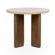 Idella - Travertine Round Table - JaxCo Furniture