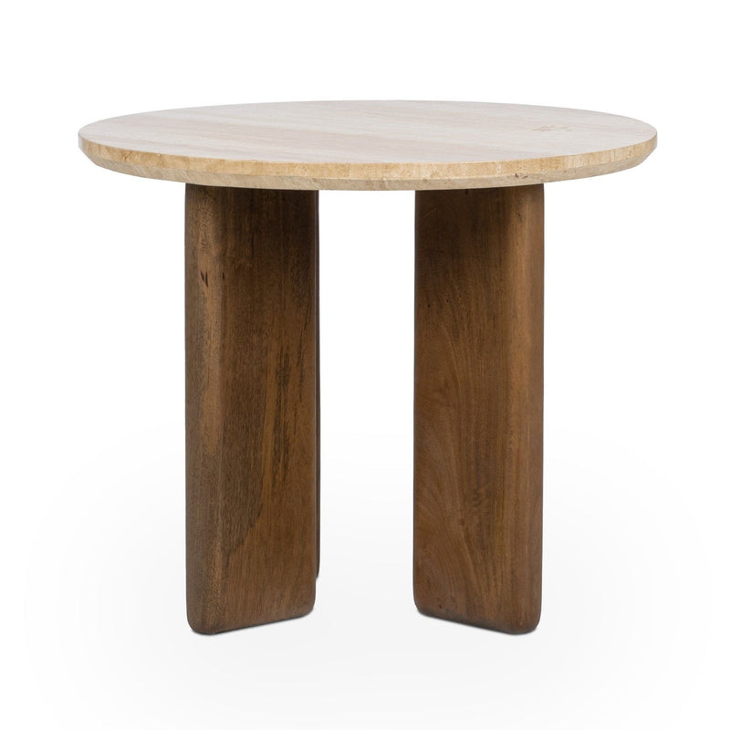 Idella - Travertine Round Table - JaxCo Furniture