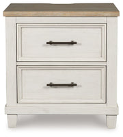 Shaybrock - Antique White / Brown - Two Drawer Night Stand - JaxCo Furniture