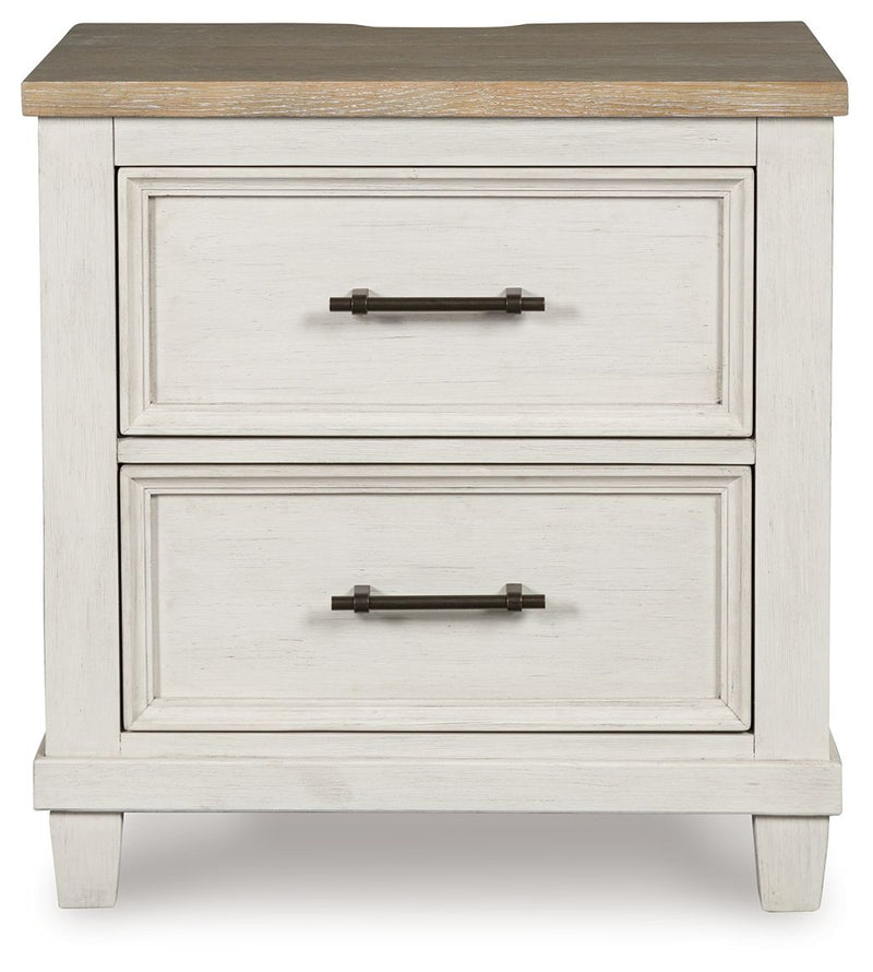 Shaybrock - Antique White / Brown - Two Drawer Night Stand - JaxCo Furniture