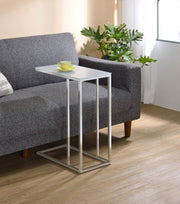 Stella - Glass Top C-Shaped Sofa Side Table - Chrome - JaxCo Furniture