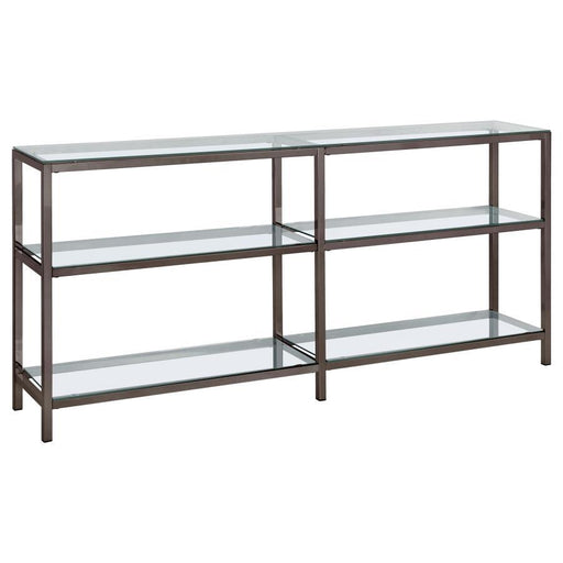 Kate - 2-Shelf Console Bookcases - Black Nickel - JaxCo Furniture