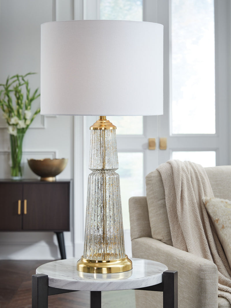 Bakersboro - Clear / Gold Finish - Glass Table Lamp - JaxCo Furniture