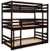 Sandler - Wood Twin Triple Bunk Bed - Cappuccino - JaxCo Furniture