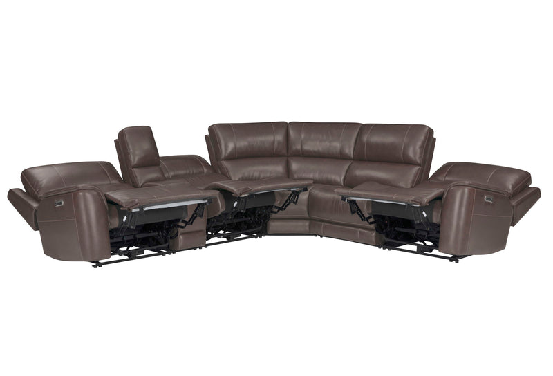 Easton - 6 Piece Zero Gravity Power Reclining Sectional With Power Adjustable Headrests - Steamboat Brown - JaxCo Furniture