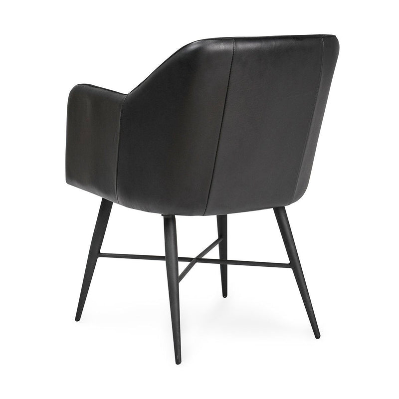 Leon - Leather Dining Chair - Jet Black - JaxCo Furniture
