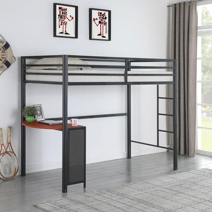 Fisher - Twin Workstation Loft Bed - Gunmetal - JaxCo Furniture