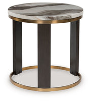 Jazmore - Brown / Brass Finish - Round End Table - JaxCo Furniture