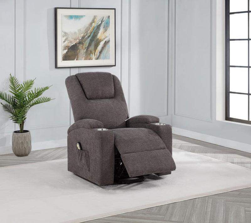 Louie - Chenille Upholstered Power Lift Massage Chair - JaxCo Furniture