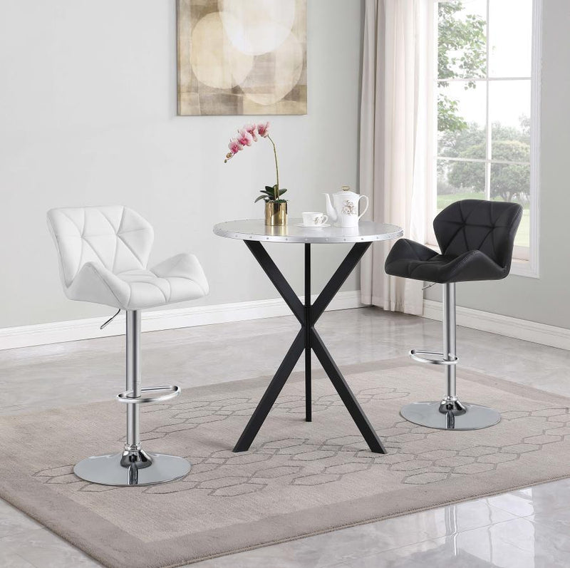 Kenzo - Round Galvanized Steel Bistro Bar Table - Silver - JaxCo Furniture