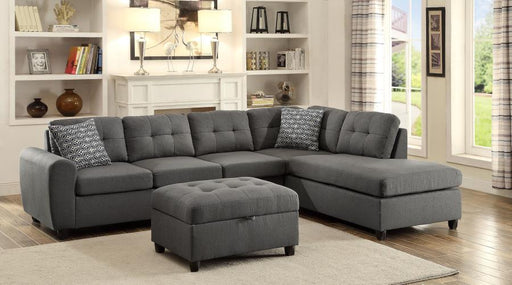 Stonenesse - Sectional Sofa With Storage Ottoman Set - Gray - JaxCo Furniture