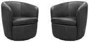 Barolo - 100% Italian Leather Swivel Club Chair (Set of 2) - JaxCo Furniture