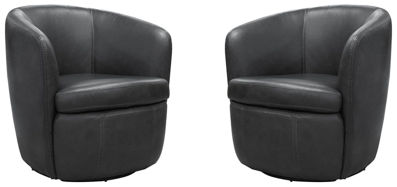Barolo - 100% Italian Leather Swivel Club Chair (Set of 2) - JaxCo Furniture