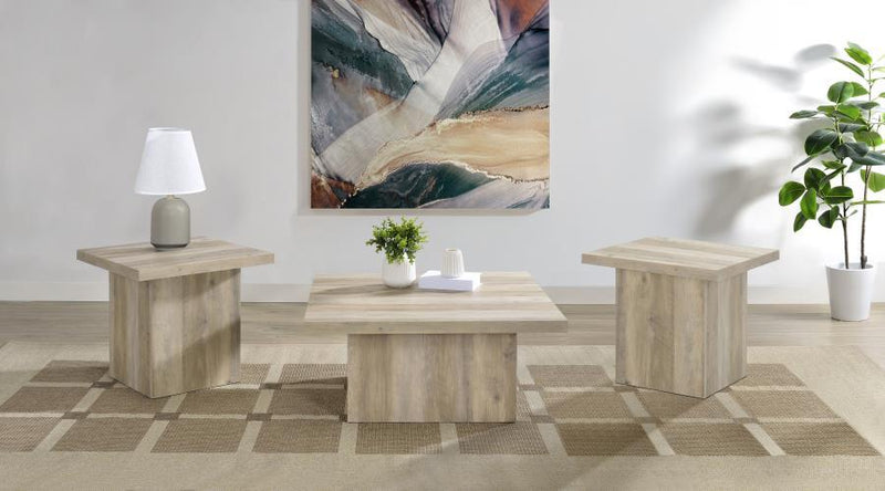 Devar - Square Coffee End Table Set - Distressed Pine - JaxCo Furniture