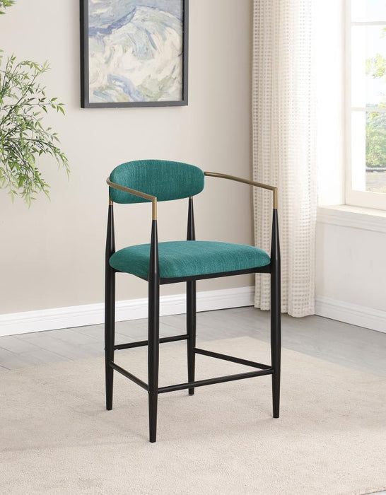 Tina - Metal Counter Height Bar Stool With Upholstered Back And Seat (Set of 2) - JaxCo Furniture