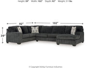 Hollyview - Shadow - 3-Piece Sectional With Raf Corner Chaise - JaxCo Furniture