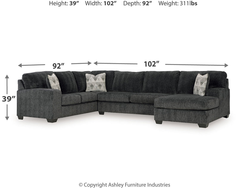 Hollyview - Shadow - 3-Piece Sectional With Raf Corner Chaise - JaxCo Furniture