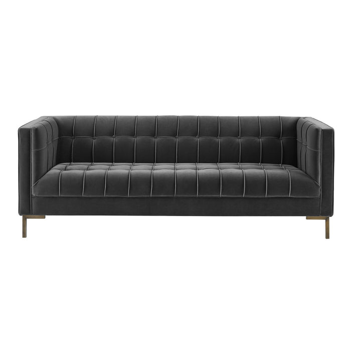 Isaac - Channel Stitch Velvet Sofa - JaxCo Furniture