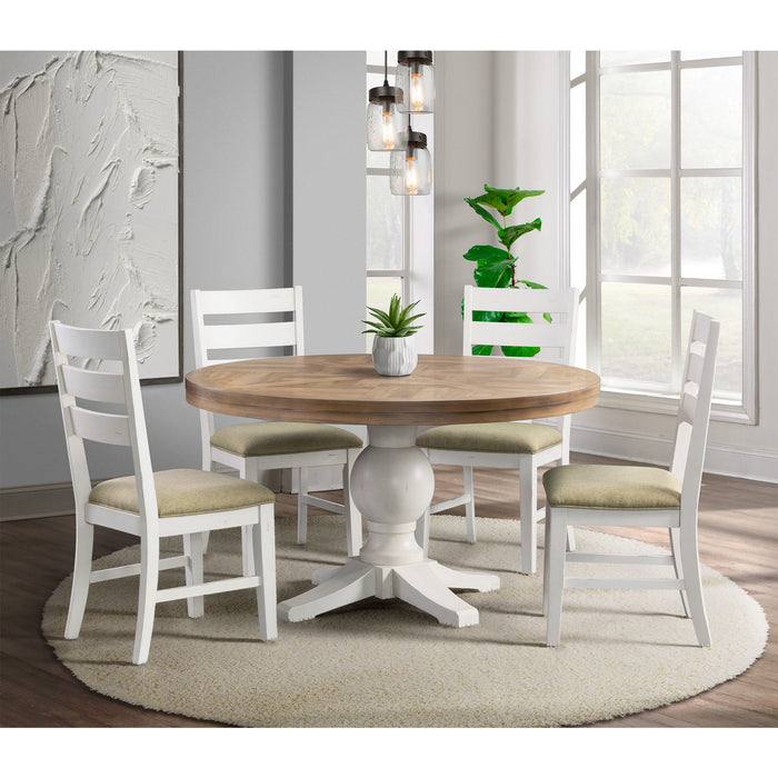 Park Creek - Round Standard Height Dining Table - Cottage White Finish - JaxCo Furniture