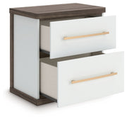 Kendanport - Brown / White - Two Drawer Night Stand - JaxCo Furniture