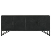 Riddell - 4 Door Wood Reeding Accent Cabinet - Matte Black - JaxCo Furniture
