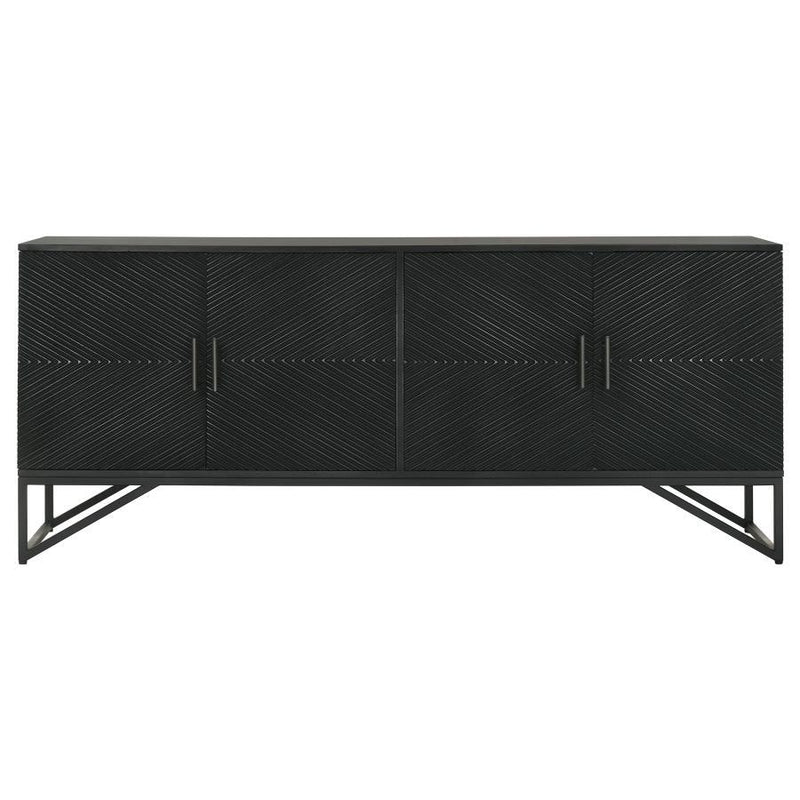 Riddell - 4 Door Wood Reeding Accent Cabinet - Matte Black - JaxCo Furniture