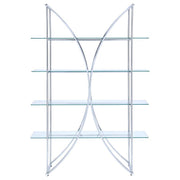 Larson - 4-Shelf Glass Bookshelf - Chrome - JaxCo Furniture